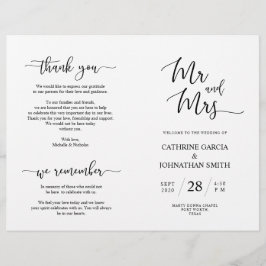 Bröllop Ceremony-programmet, Elegant Script Black