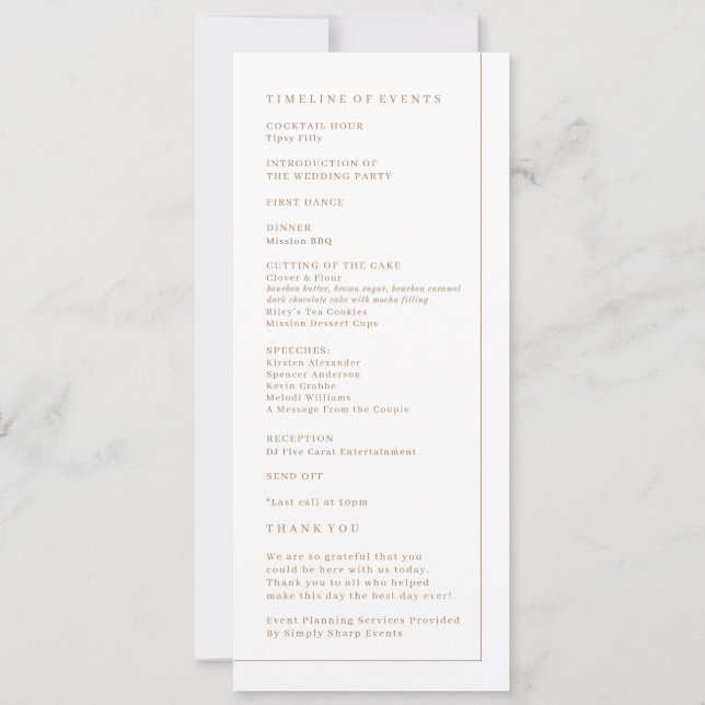 Bröllop Ceremony-programmet Inbjudningar (Baksida)