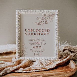 Bröllop Ceremony Sign Boho-Blommigt som inte är an Poster