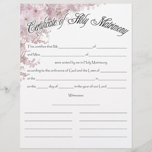 Bröllop-certifikat (Framsida)