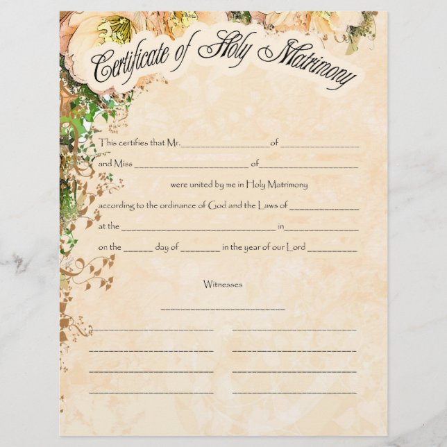 Bröllop-certifikat (Framsida)