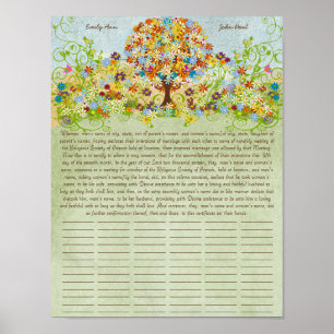 Bröllop-certifikat för snabbutskrift i Träd Poster