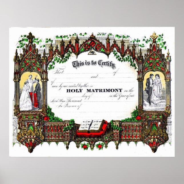 bröllop certifikat från 1877 poster (Framsidan)