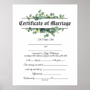 Bröllop-certifikat Poster