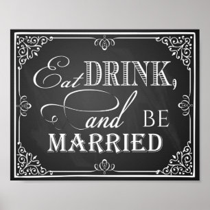 Bröllop-chalkboard "Eat drink and gifta print" Poster