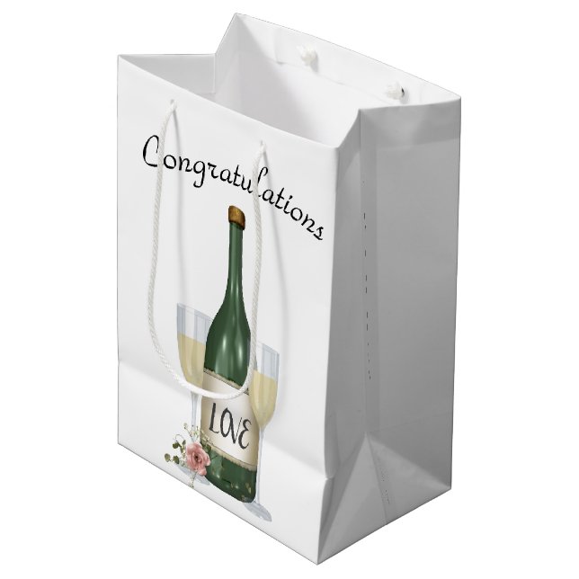 Bröllop Champagne Flaska on White (Framsidan Vinklad)