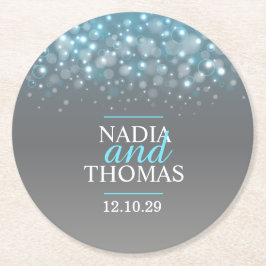 Bröllop champagne grått blue papper underlägg