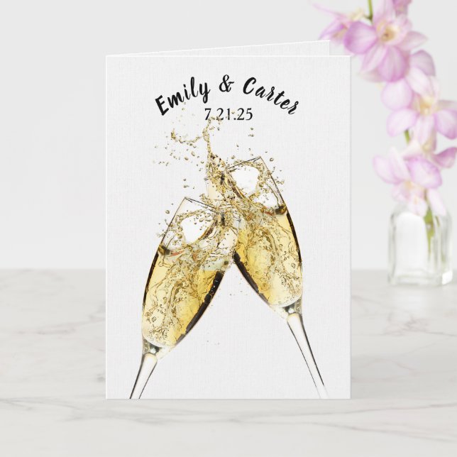 Bröllop Champagne Toast on White Kort (Orkide)