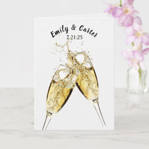 Bröllop Champagne Toast on White Kort