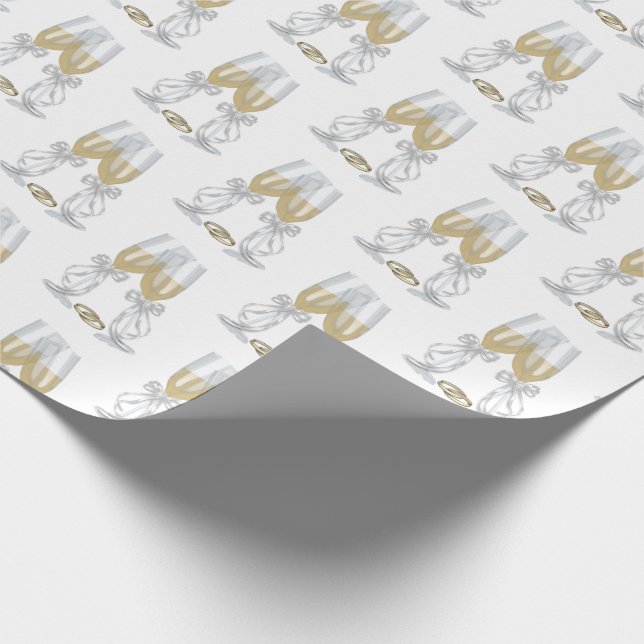 Bröllop Champagne Toast on White Presentpapper (Hörn)