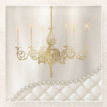 Bröllop Chandelier Lighting Ivory Pearls Glass