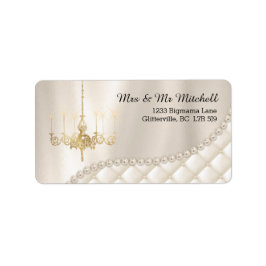 Bröllop Chandelier Lighting Ivory Pearls Satin Adressetikett