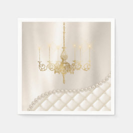Bröllop Chandelier Lighting Ivory Pearls Satin Pappersservett