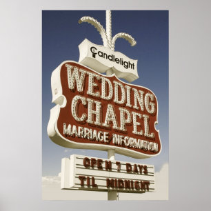 Bröllop Chapel Retro Neon-tecken Poster