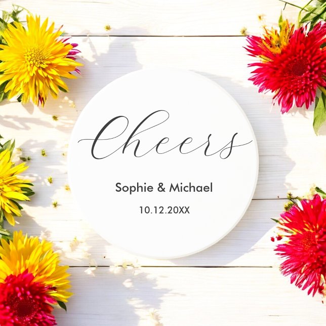 Bröllop Cheers Simple Black White Underlägg (Skapare uppladdad)