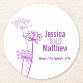 Bröllop chervil grafik art lila papper underlägg rund