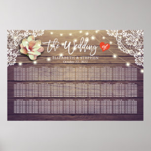 Bröllop Chic Blommigt Ljus Wood Snöre Poster