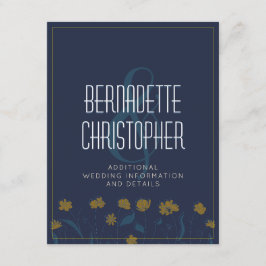 Bröllop Chic Modern Elegant Enkel blå Gult Tilläggskort