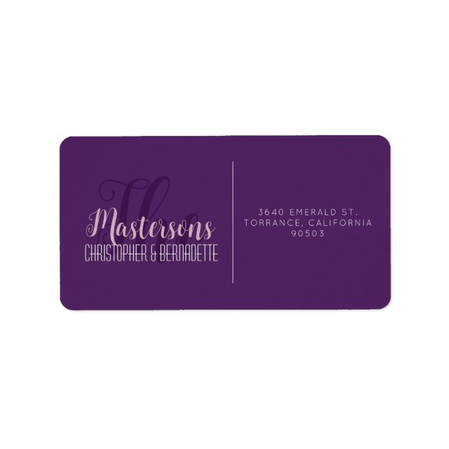 Bröllop Chic Modern Elegant Enkel Lavender Lila Adressetikett (Framsidan)