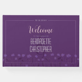 Bröllop Chic Modern Elegant Enkel Lavender Lila Gästböcker