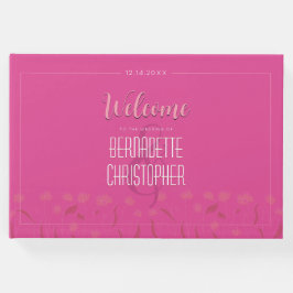 Bröllop Chic Modern Elegant Enkel Rosa Gästböcker