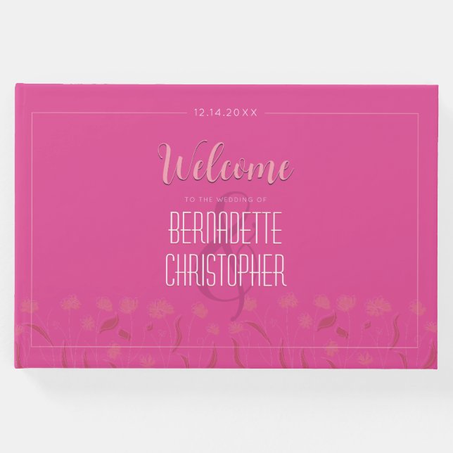 Bröllop Chic Modern Elegant Enkel Rosa Gästböcker (Framsida)