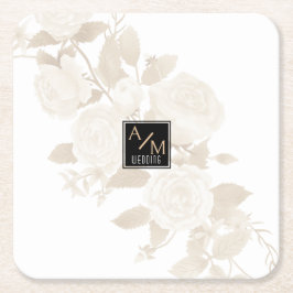 Bröllop Chic Monogram Underlägg Papper Kvadrat