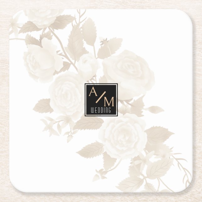 Bröllop Chic Monogram Underlägg Papper Kvadrat (Framsidan)