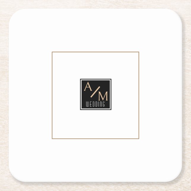 Bröllop Chic Monogram Underlägg Papper Kvadrat (Framsidan)