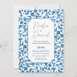 Bröllop Chintz Blue & White Blommigt Ditsy Party Inbjudningar