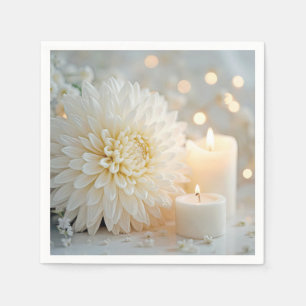 Bröllop Chrysanthemum Flower och Candles Pappersservett