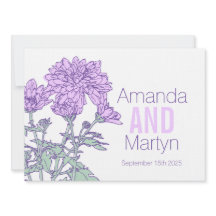 Bröllop chrysanthemum lila bröllopsinbjudan
