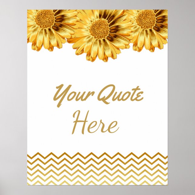 Bröllop Citat Guld Daisy Flowers Poster (Framsidan)