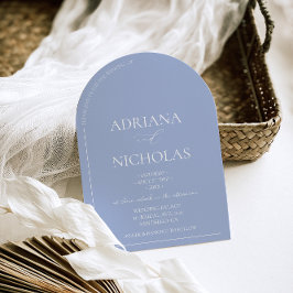 Bröllop Classic Light Blue Simple Arch Shaped Inbjudningar