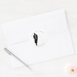 Bröllop Classic Round Sticker Bride Groom Runt Klistermärke