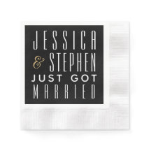 Bröllop Cocktail Napkin Elegant Guld och Black