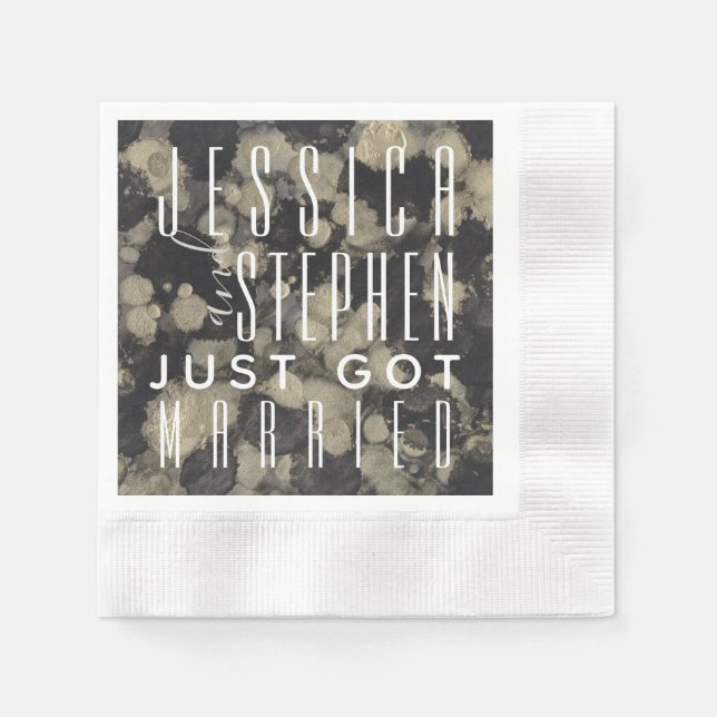 Bröllop Cocktail Napkin Shades of Guld and Black Pappersservett (Framsidan)