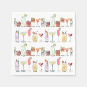 Bröllop Cocktail Napkins Illustrated Cocktail Hour Pappersservett