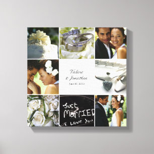 Bröllop Collage Wrapped Canvas - White
