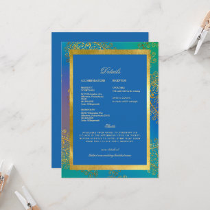 Bröllop Colorful Blue & Guld Royal Inbjudningar
