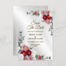 Bröllop Colorful Red White Blommigt Silver Elegant