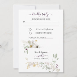 Bröllop COLORFUL WILDFLOWER GULT OCH LILA Inbjudningar