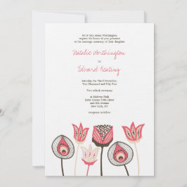 Bröllop Coral Chocolate Ivory Funky Flowers Inbjudningar