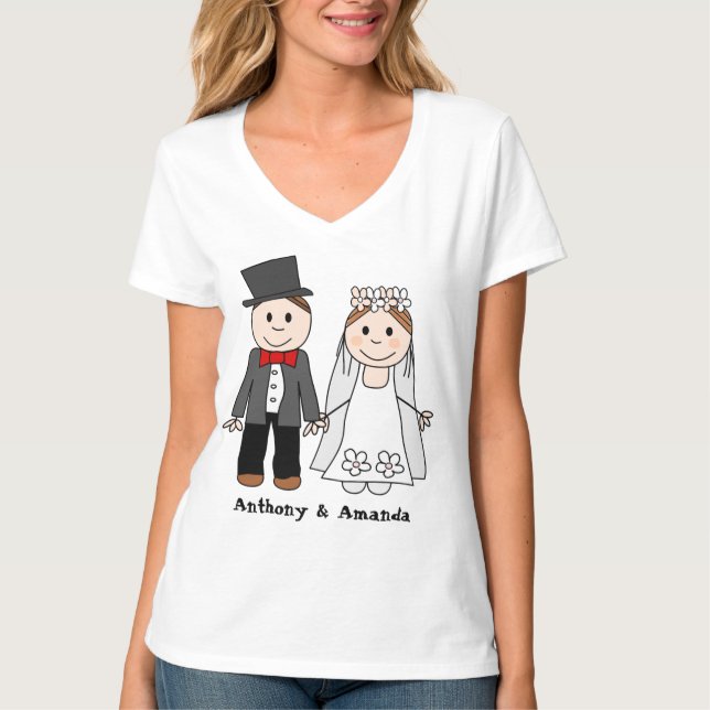 BRÖLLOP COUPLE, brud och grov T Shirt (Framsida)