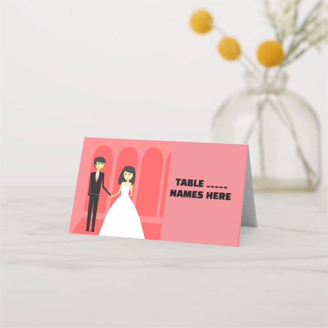 BRÖLLOP COUPLE-monteringskort, fet Stil: Placeringskort (Framsida)