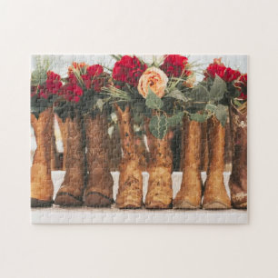 Bröllop Cowboy Boots and Flowers Pussel