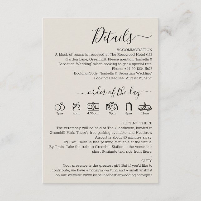 Bröllop Crème Detaljer Tilläggskort (Framsida)