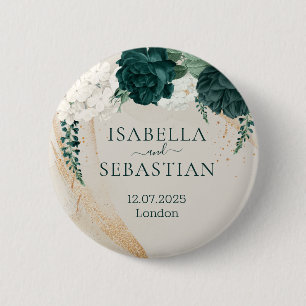 Bröllop Crème Salvia Smaragdgrön Ros Blommig Knapp