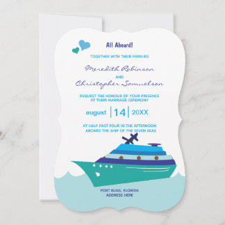 Bröllop Cruise Frakt All Aboard Blue Frakt Hearear Inbjudningar