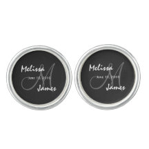 Bröllop Cufflinks Monogram Black and White V6
